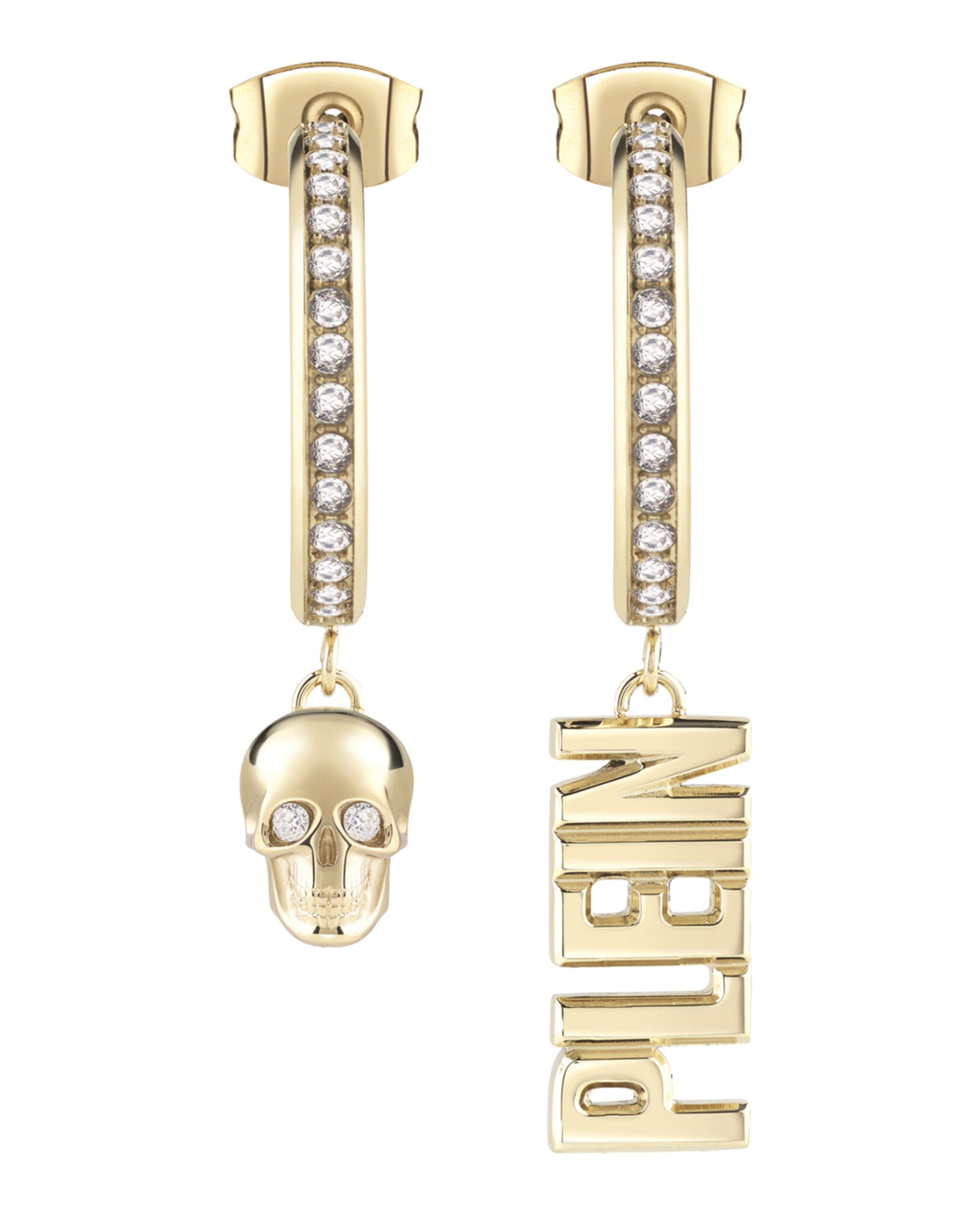 Lettering Crystal Hoop Earrings