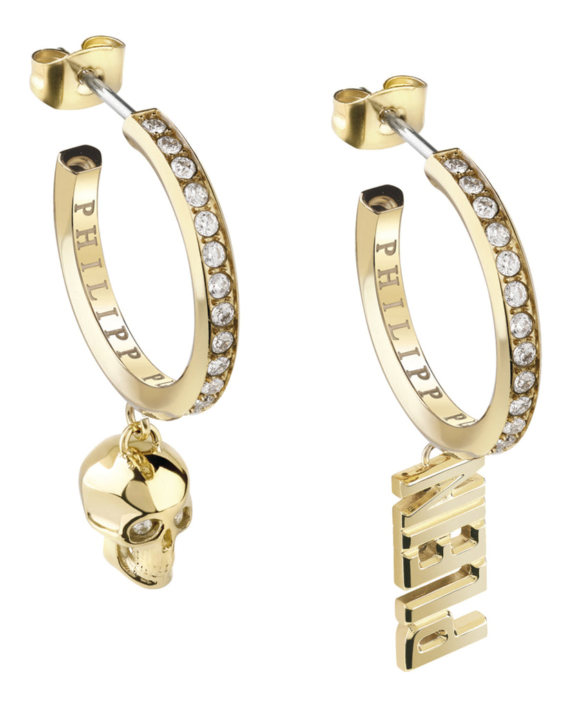 Lettering Crystal Hoop Earrings