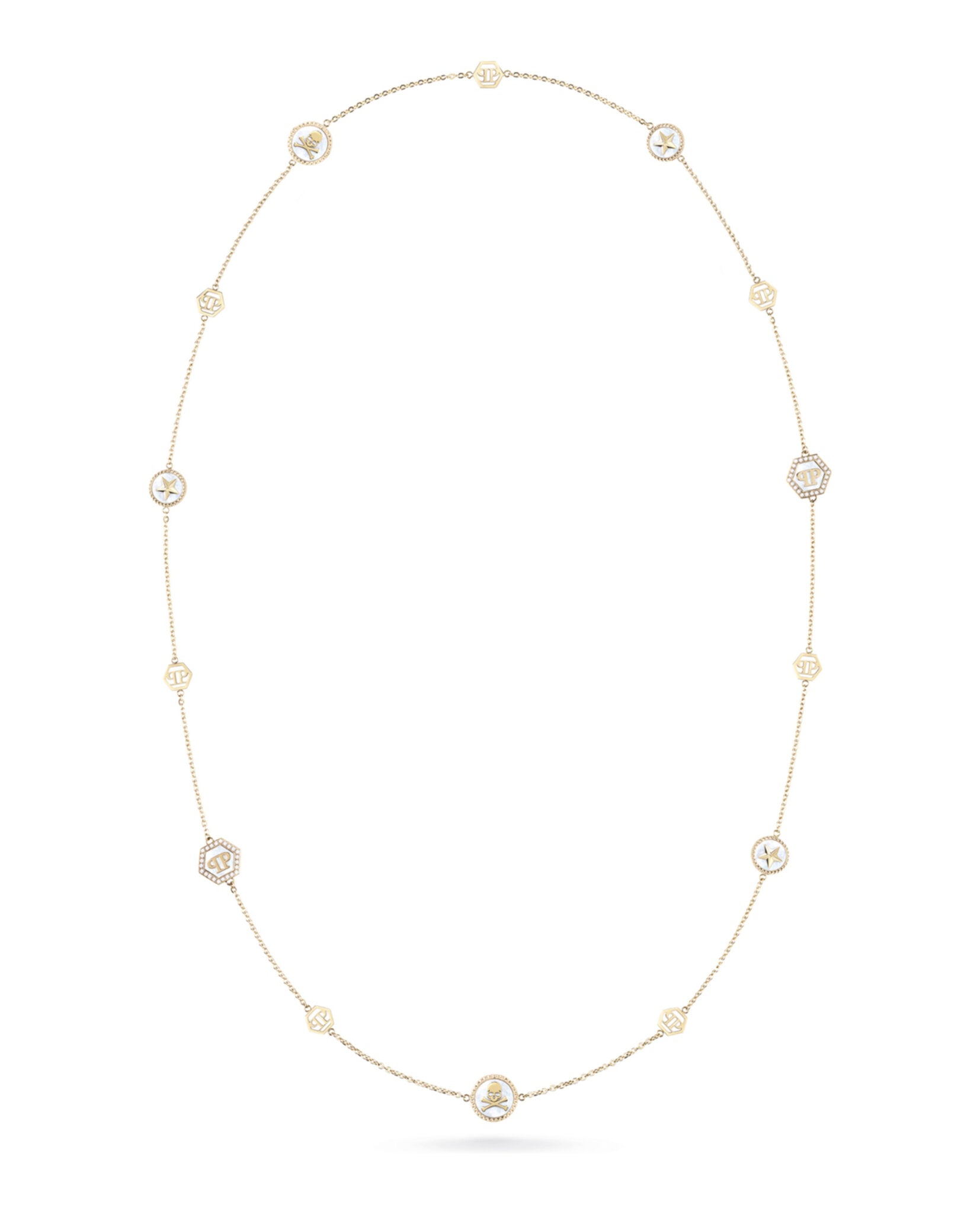 Plein Mini Logo Crystal Cable Chain Necklace