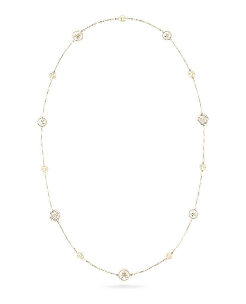 Plein Mini Logo Crystal Cable Chain Necklace