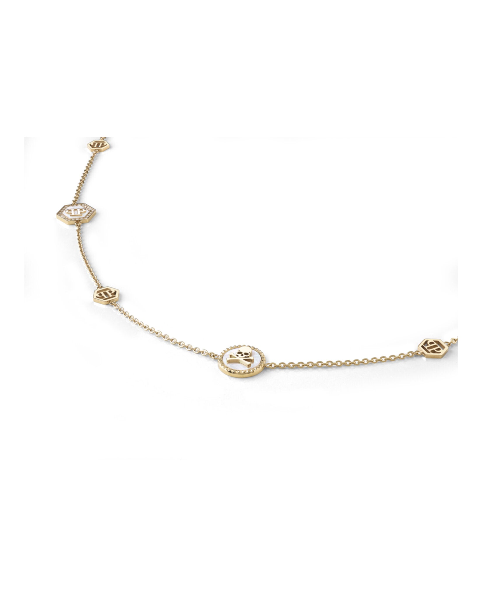 Plein Mini Logo Crystal Cable Chain Necklace