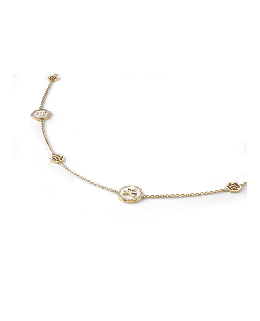 Plein Mini Logo Crystal Cable Chain Necklace