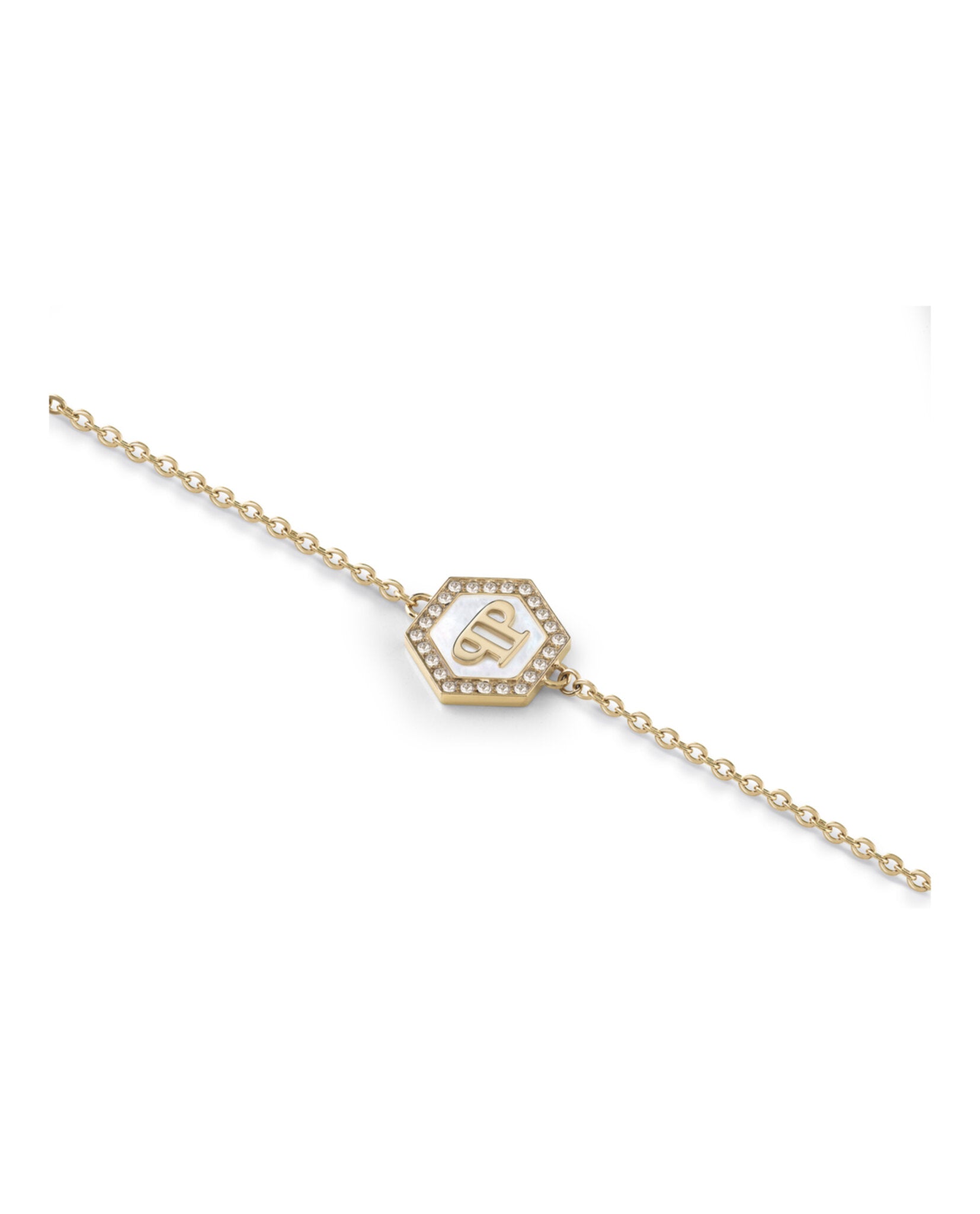 Plein Mini Logo Crystal Cable Chain Necklace