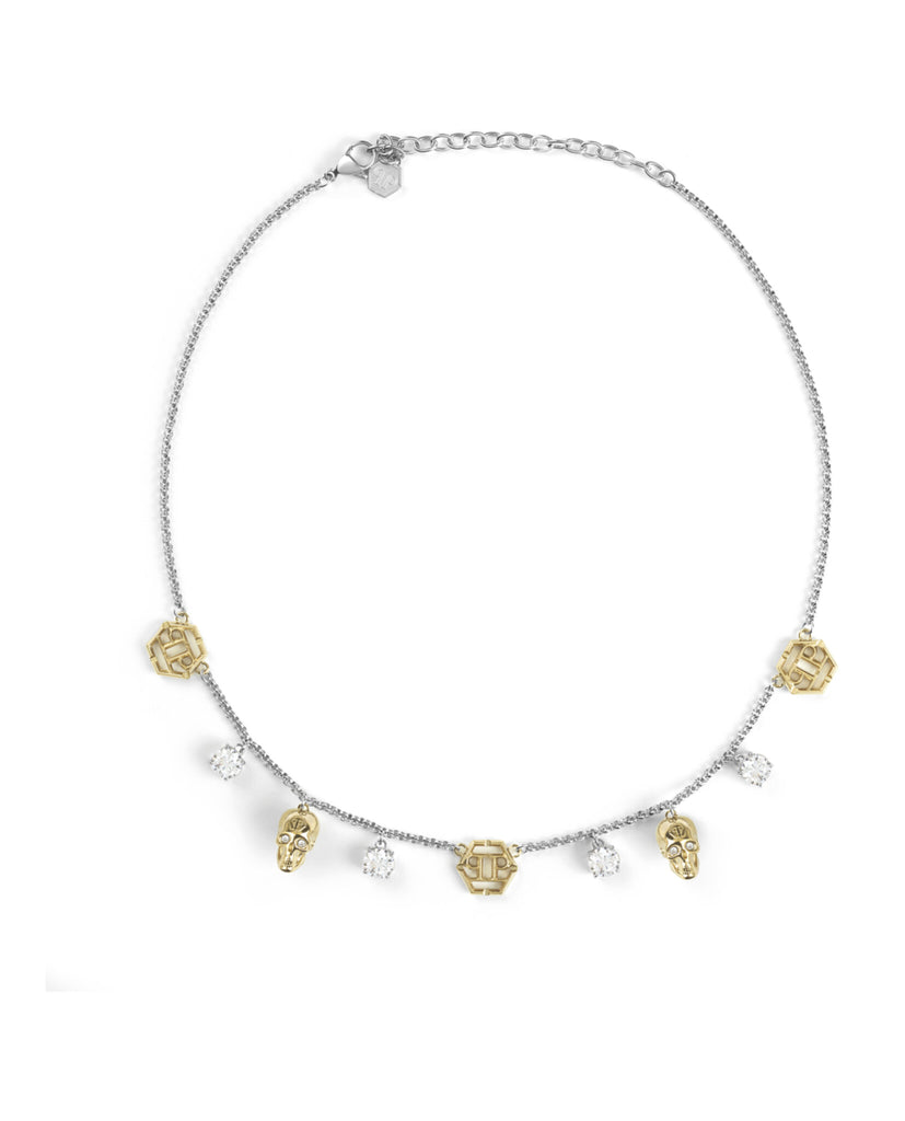 3D $kull Crystal Cable Chain Necklace