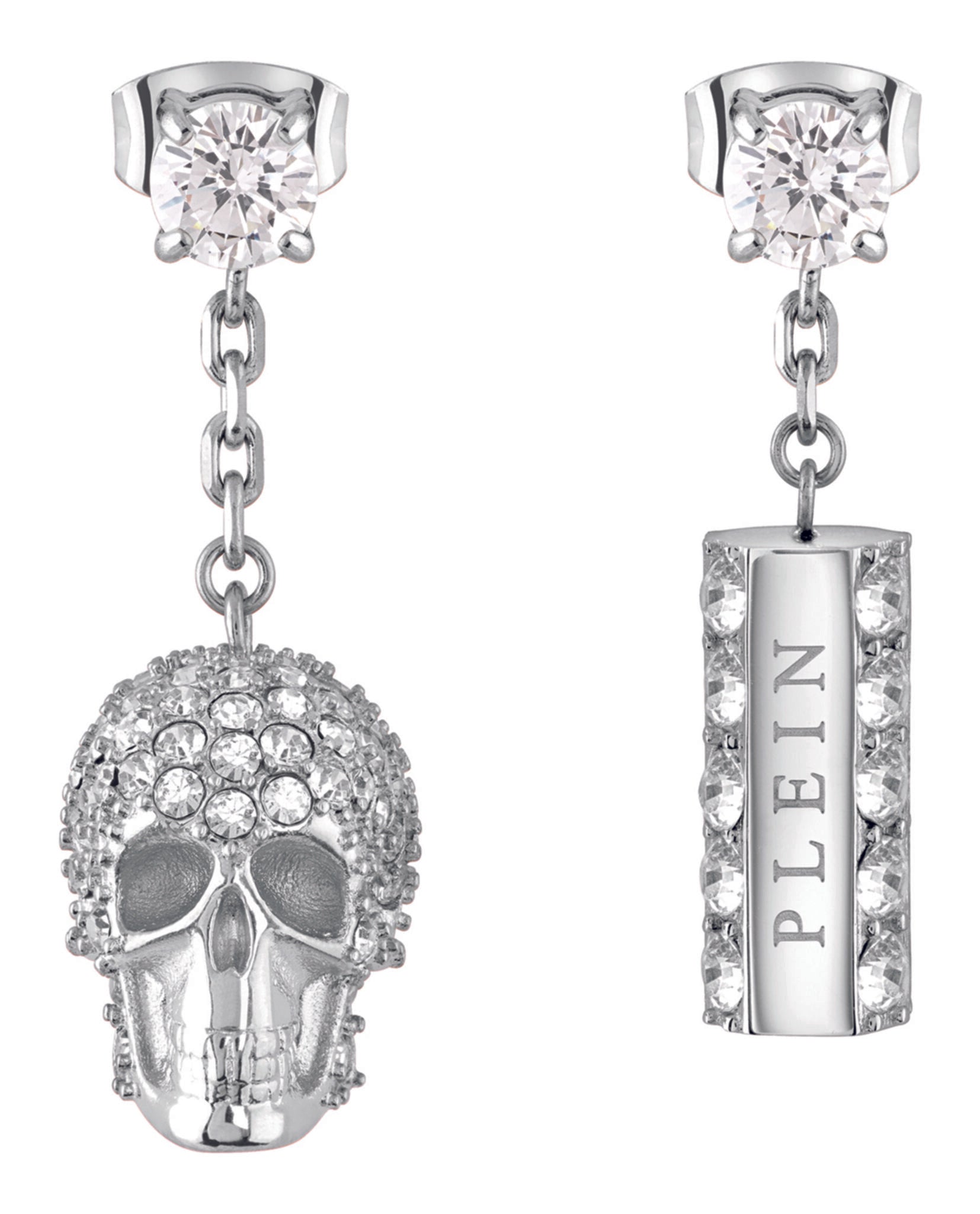 Sliding $kull Crystal Dangle Earrings