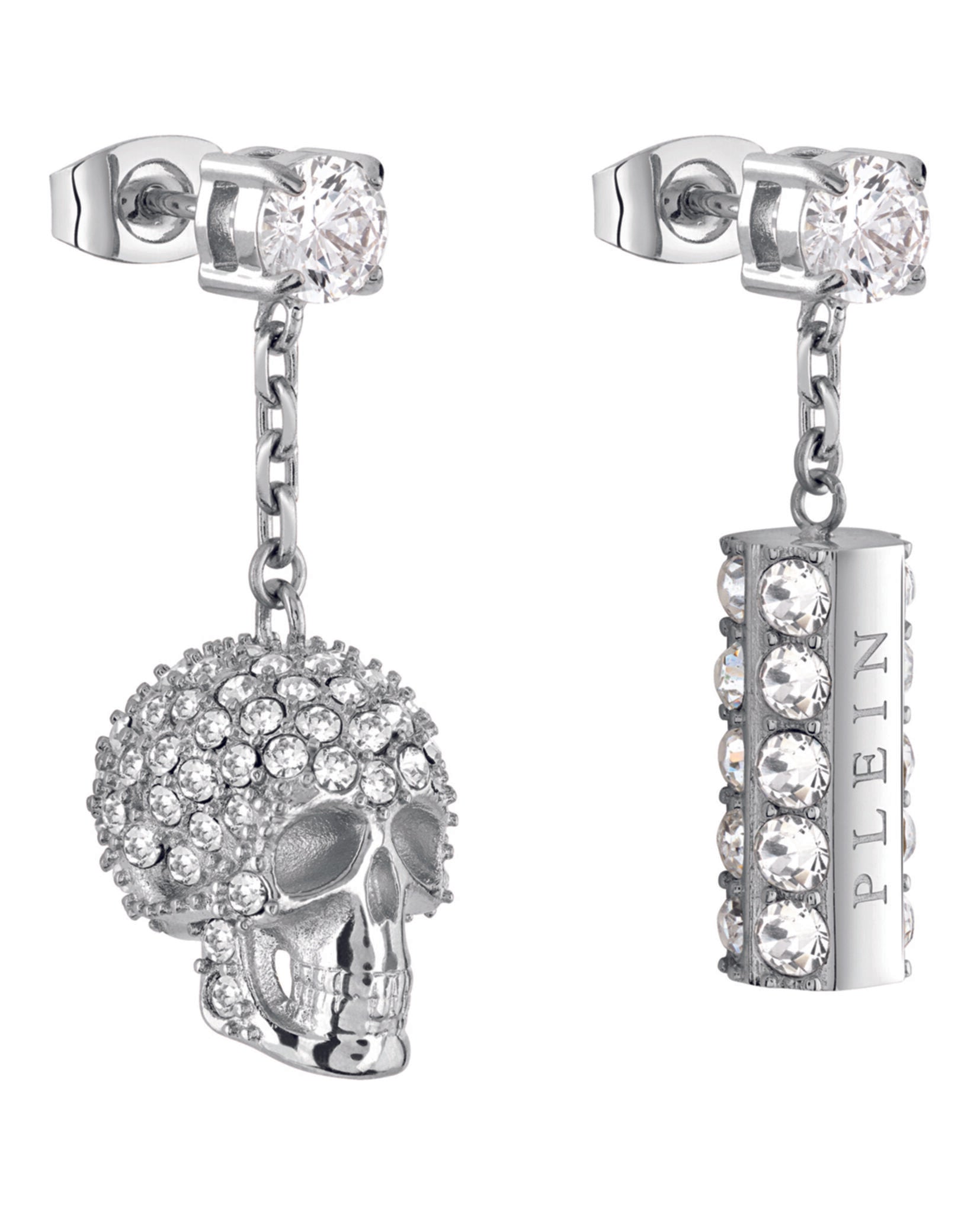 Sliding $kull Crystal Dangle Earrings