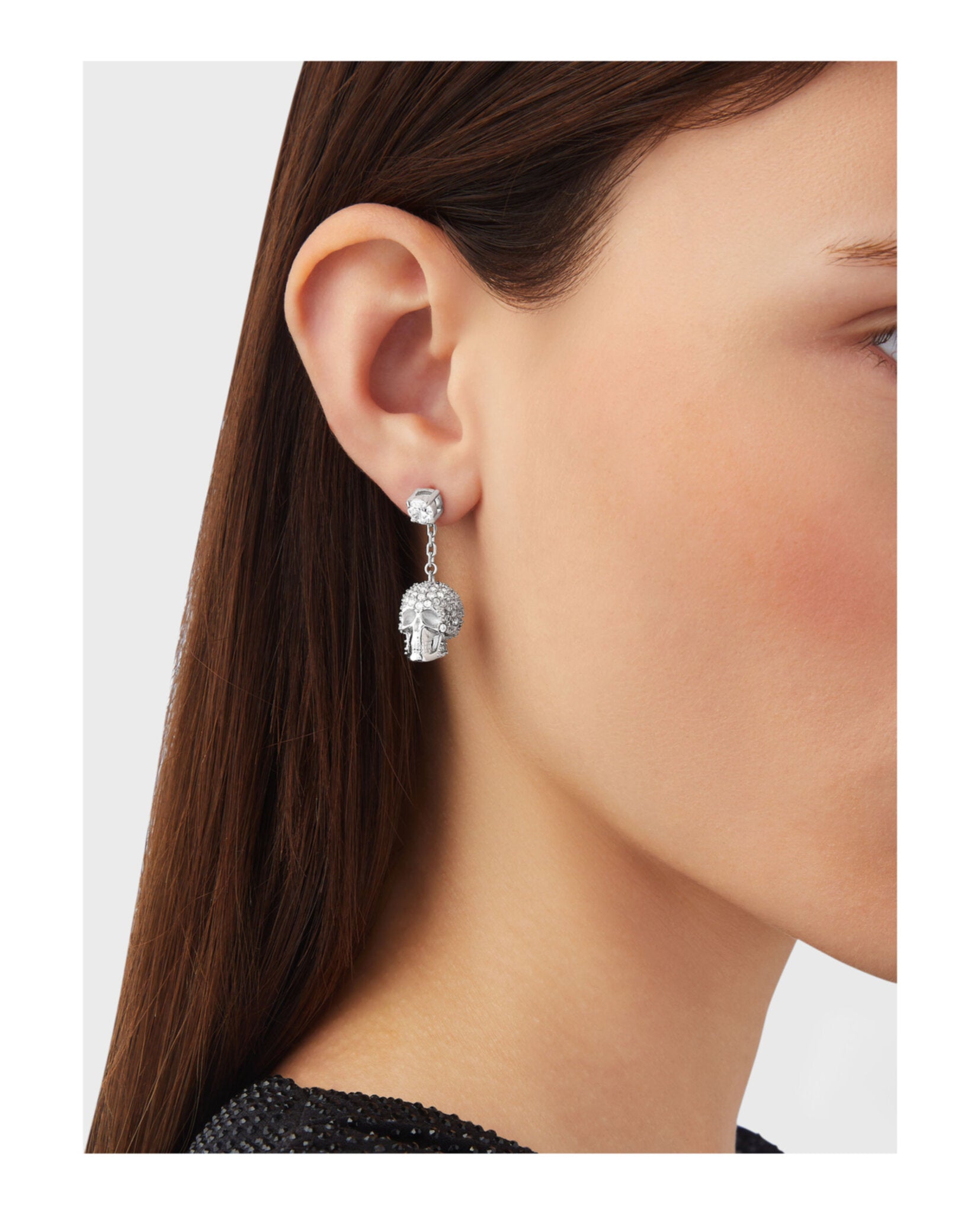 Sliding $kull Crystal Dangle Earrings
