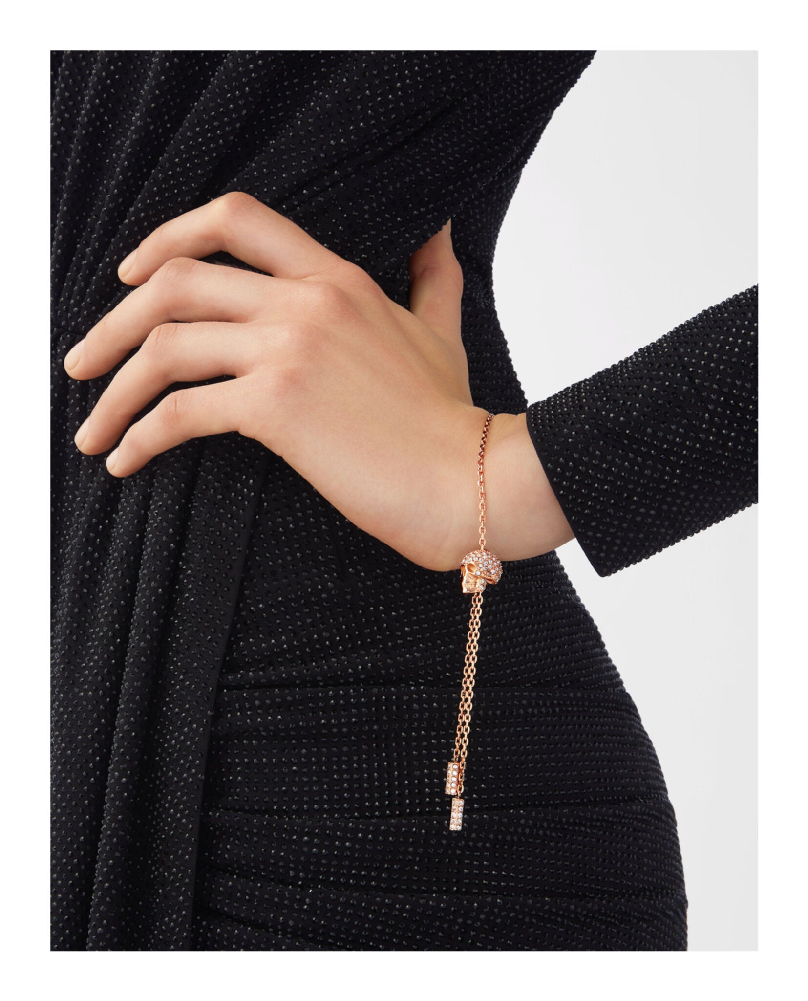 Sliding $kull Crystal Cable Chain Bracelet