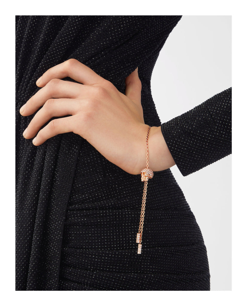 Sliding $kull Crystal Cable Chain Bracelet