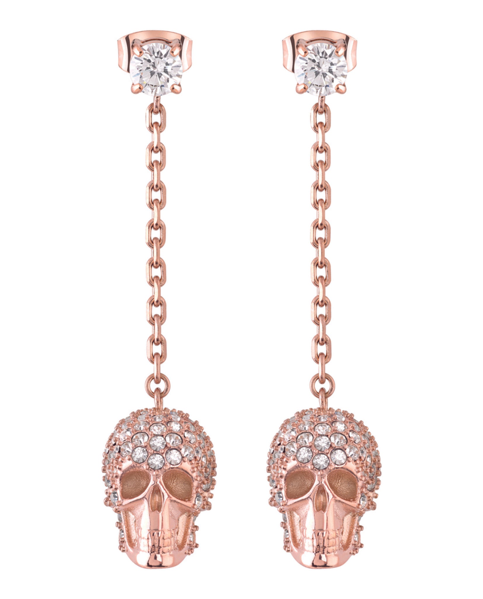 Sliding $kull Crystal Dangle Earrings