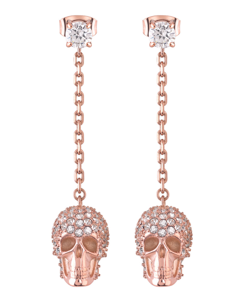 Sliding $kull Crystal Dangle Earrings