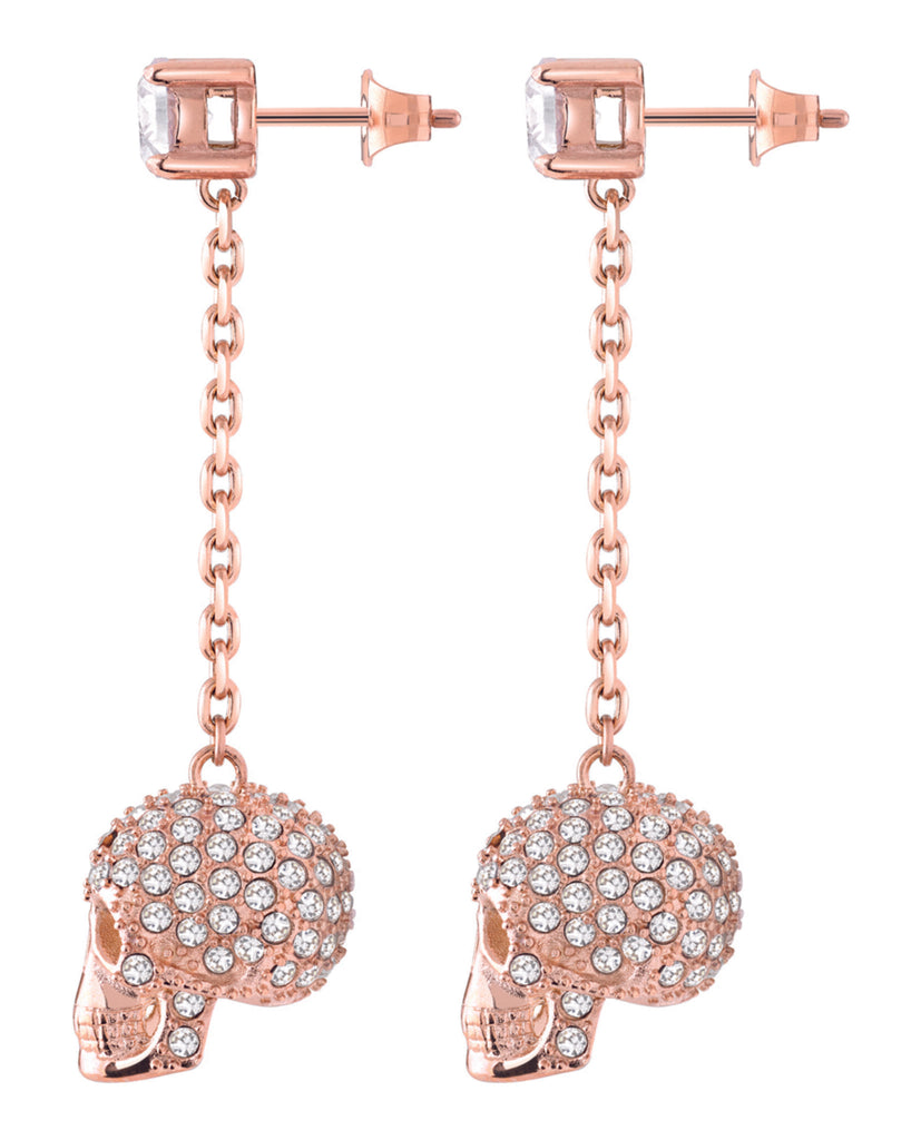 Sliding $kull Crystal Dangle Earrings