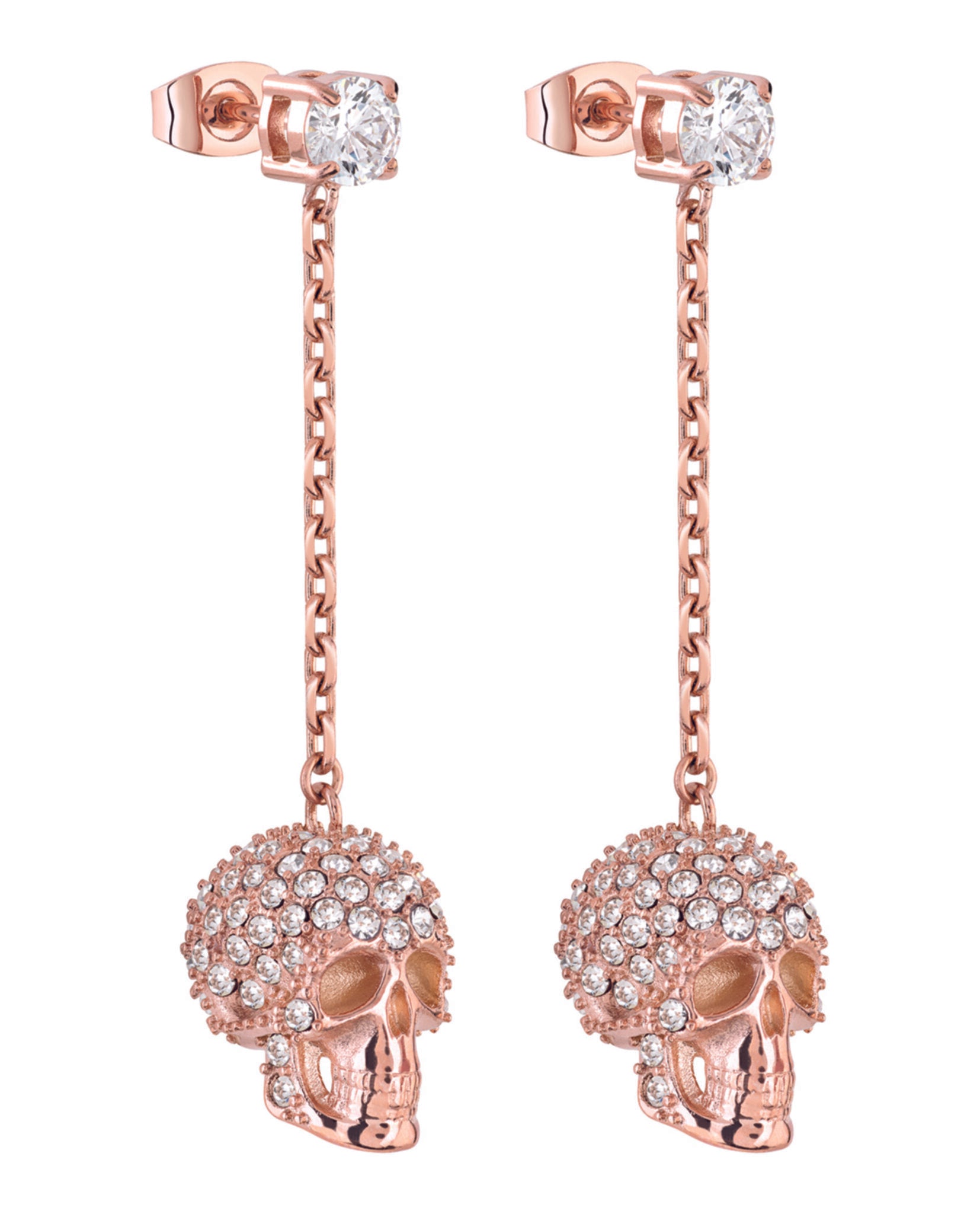 Sliding $kull Crystal Dangle Earrings
