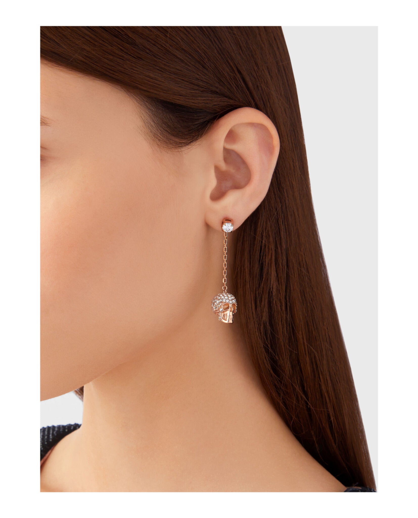 Sliding $kull Crystal Dangle Earrings