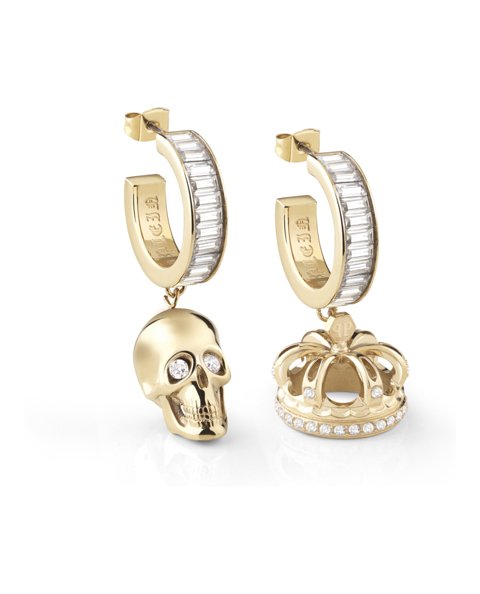 $kull Crown Crystal Hoop Earrings