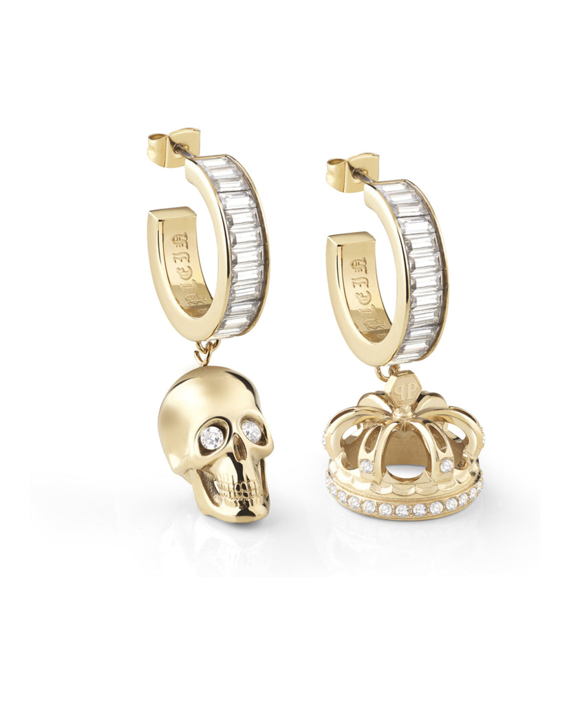 $kull Crown Crystal Hoop Earrings