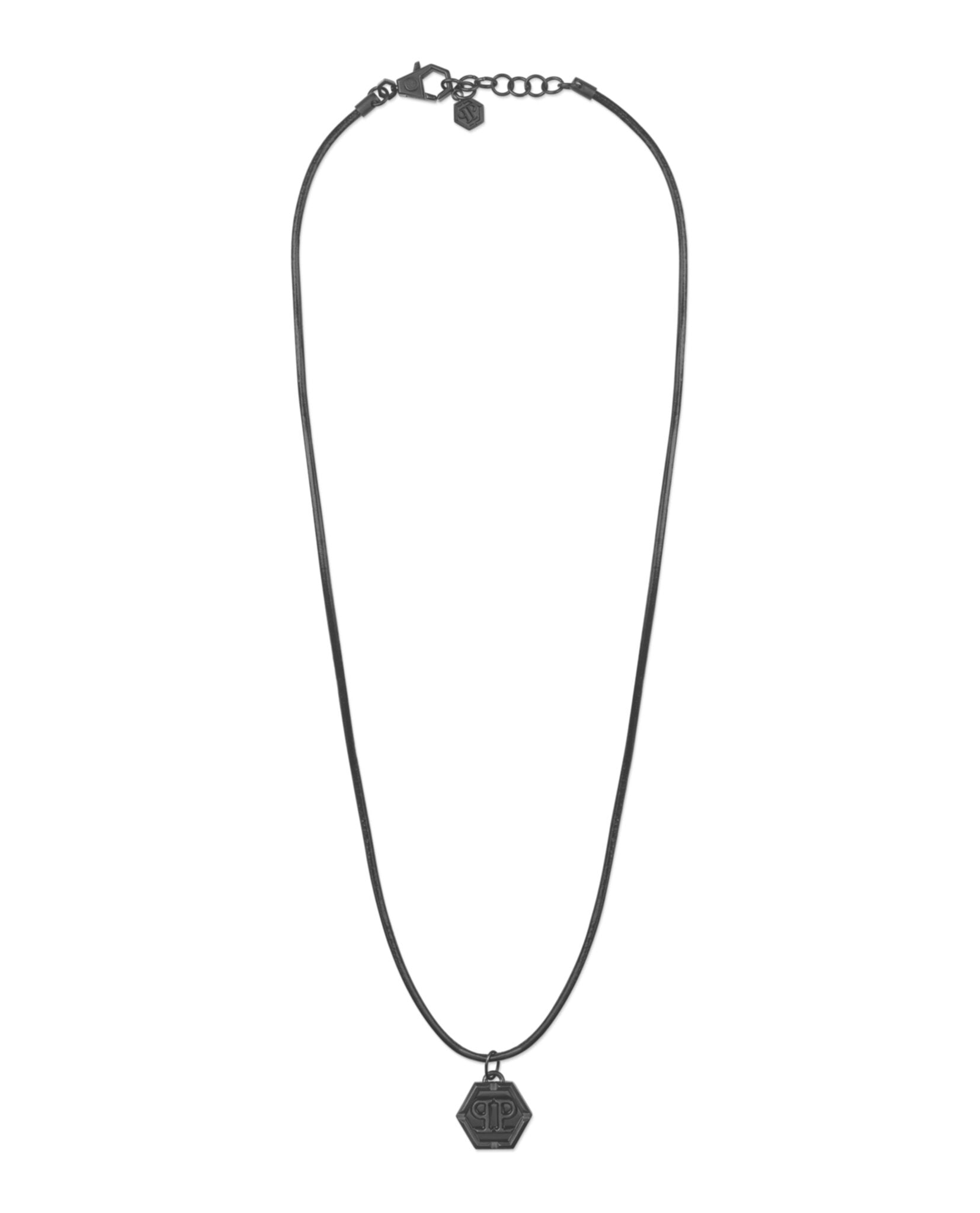Hexagon Calf Leather Necklace