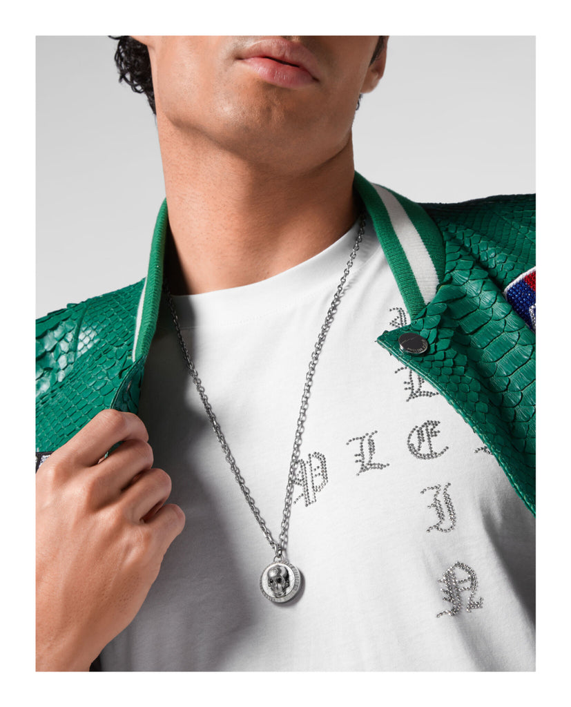 3D $kull Crystal Cable Chain Necklace
