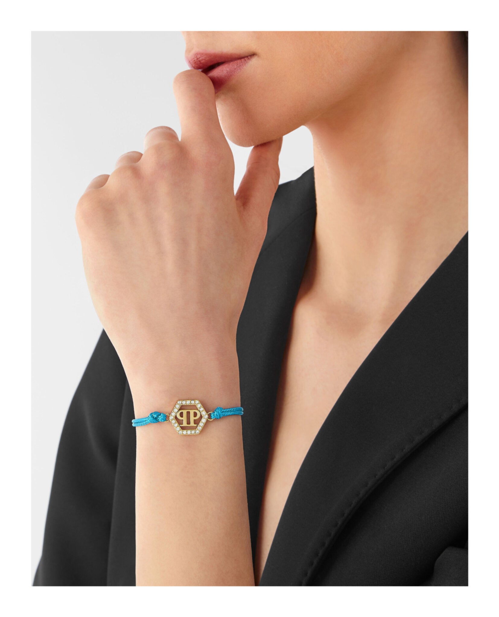 Linked Crystal Cotton Cord Bracelet