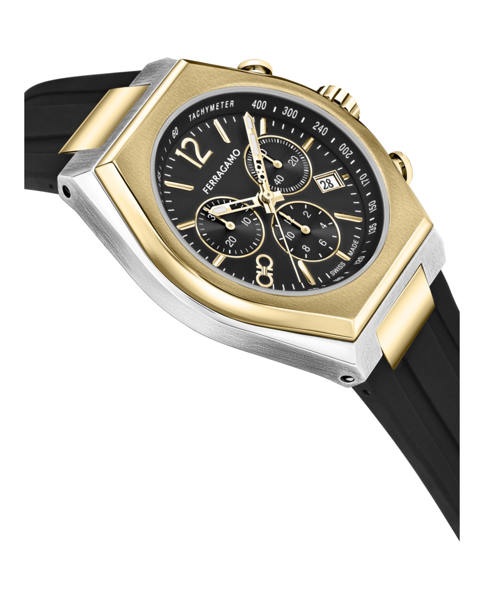 Ferragamo Tonneu Chrono Silicone Watch