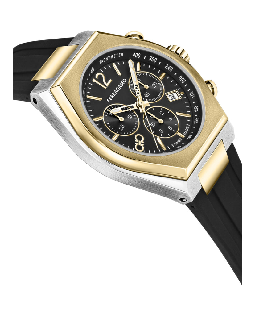 Ferragamo Tonneu Chrono Silicone Watch