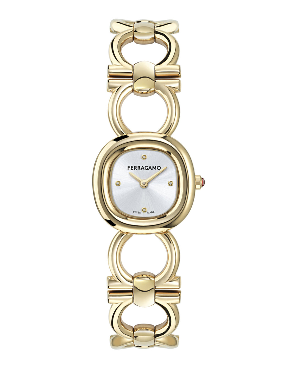 腕時計その他 Ferragamo Gancini Leather Watch With Yellow Gold Polished Ferragamo Womens Gancino Watches | Direct Luxury