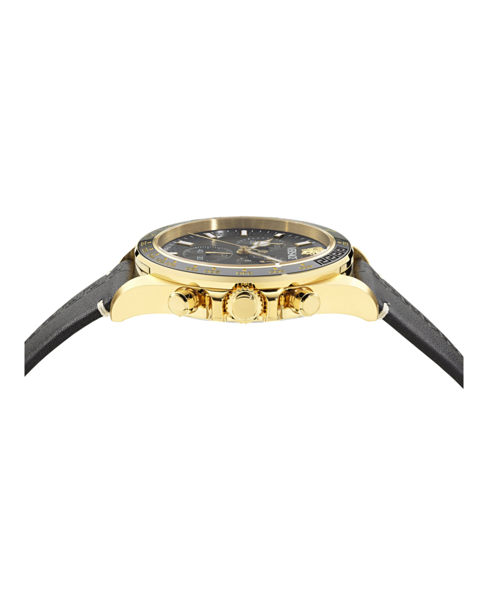 Greca Chrono Wave Leather Watch