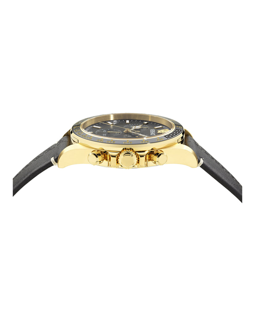 Greca Chrono Wave Leather Watch