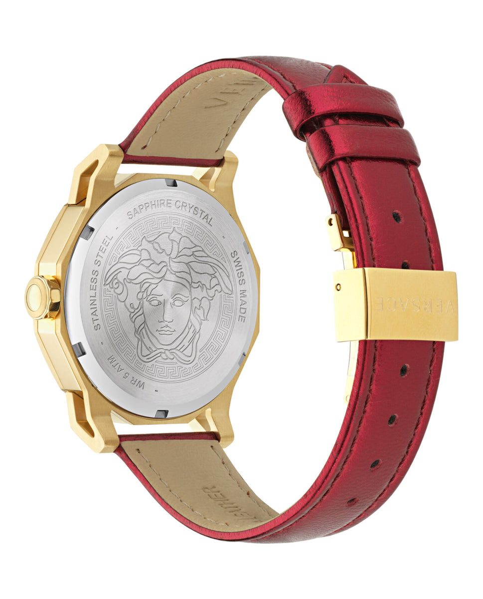 腕時計その他 Versace V-Tribute Diamond Watch With Red Guilloche Dial Versace V-tribute Diamond Watch With Red Guilloche Dial