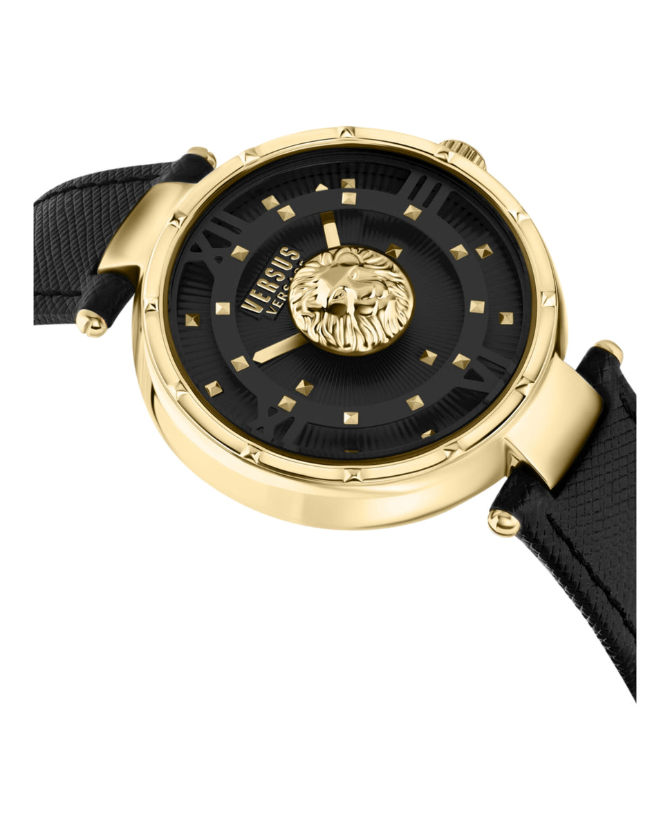 Versus Versace Moscova Lion Head Gold Black Leather Women\'s Watch 38mm Versus Versace Womens Watches | Direct Luxury main image 4