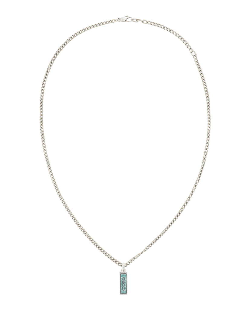 Sterling Silver Logo Plaque Necklace