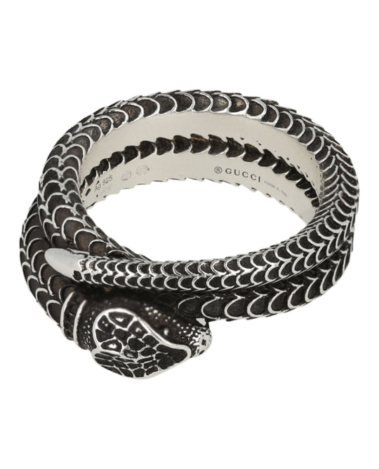Garden Snake Aged Sterling Silver Snake Ring