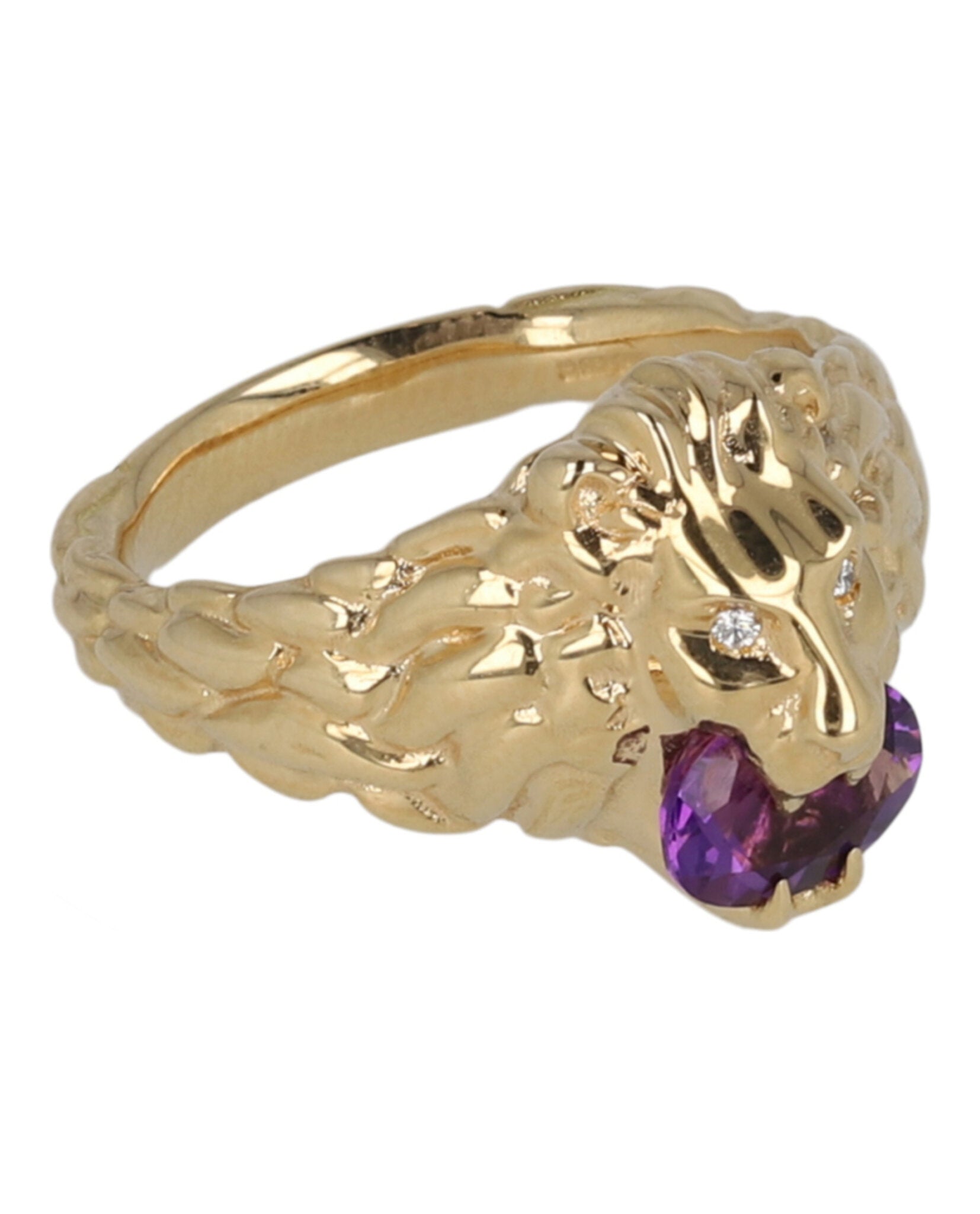 Diamond Amethyst Lion Head Ring