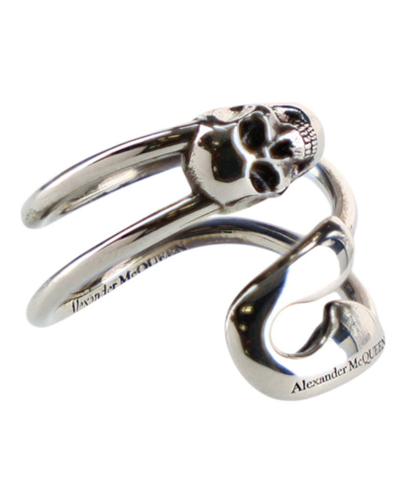指輪・リング ALEXANDER MCQUEEN MCQUEEN RING MCQUEEN Skull Burnished Silver-Tone Ring for Men | MR PORTER