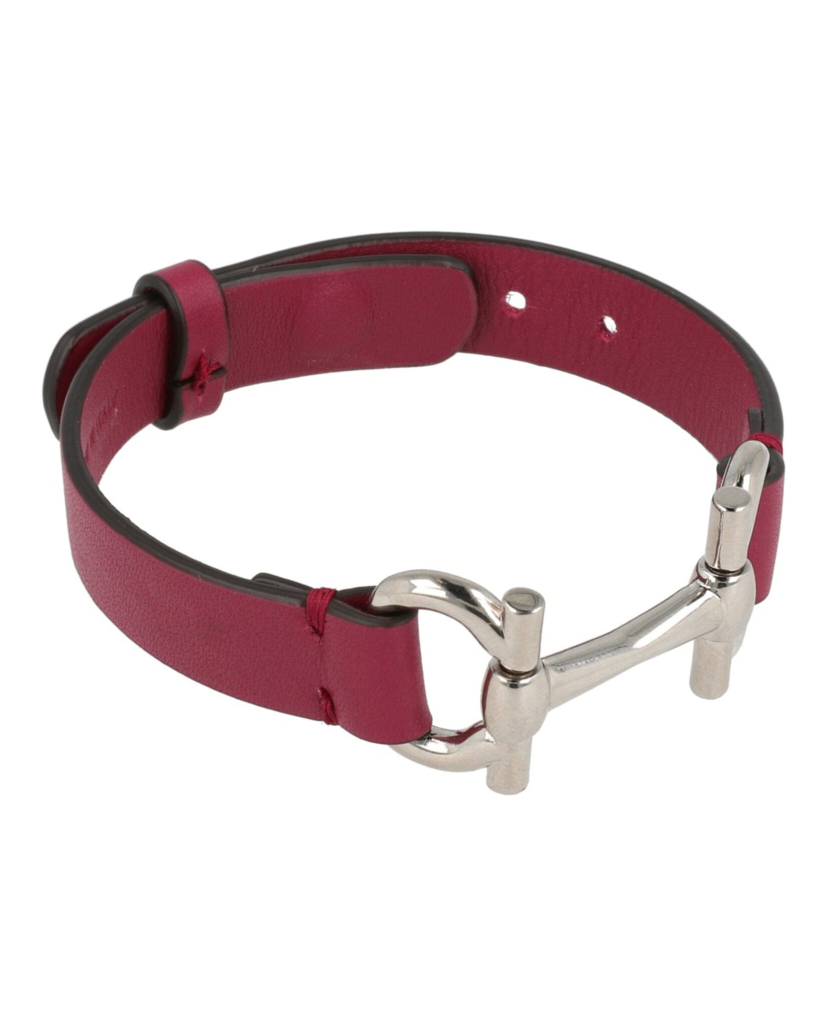 Double Gancini Leather Bracelet