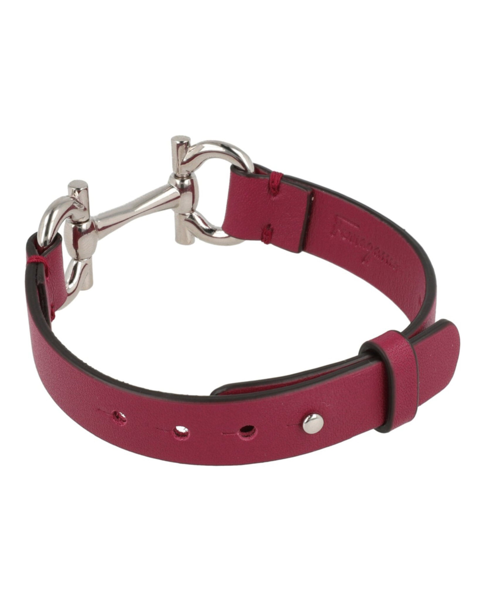 Double Gancini Leather Bracelet