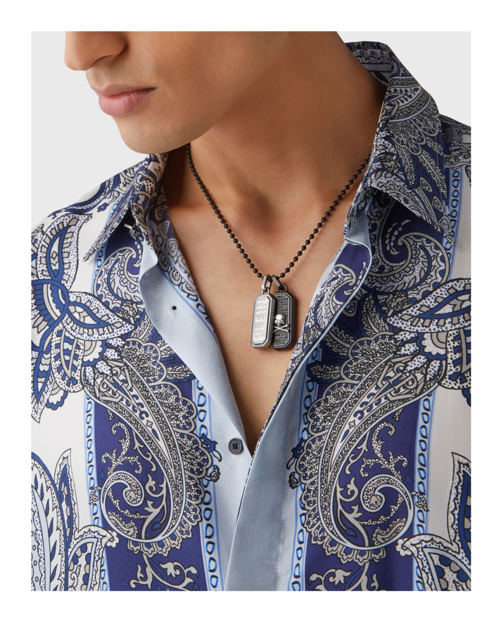 Plein Double Tag Bead Chain Necklace
