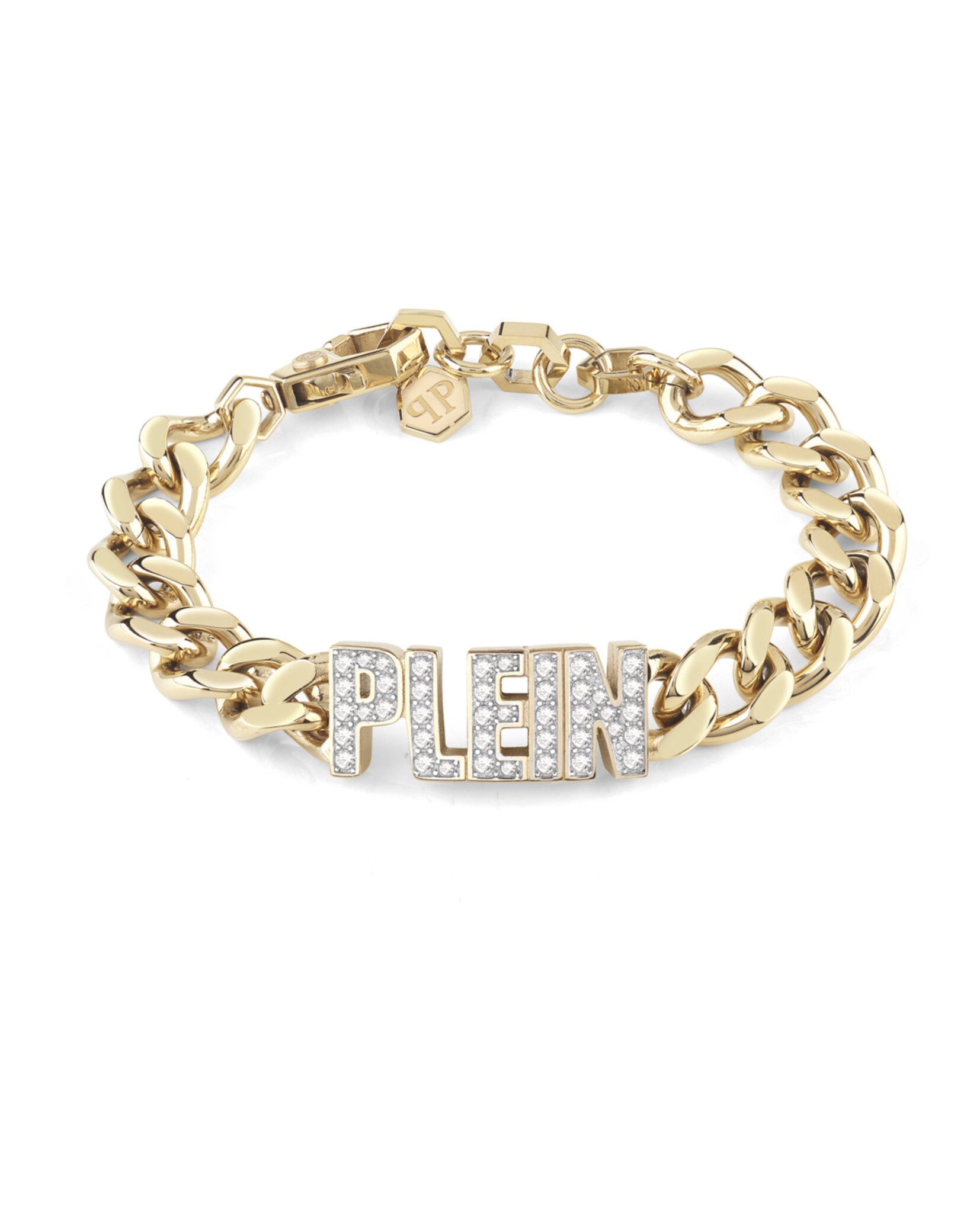 Lettering Crystal Cuban Links Bracelet