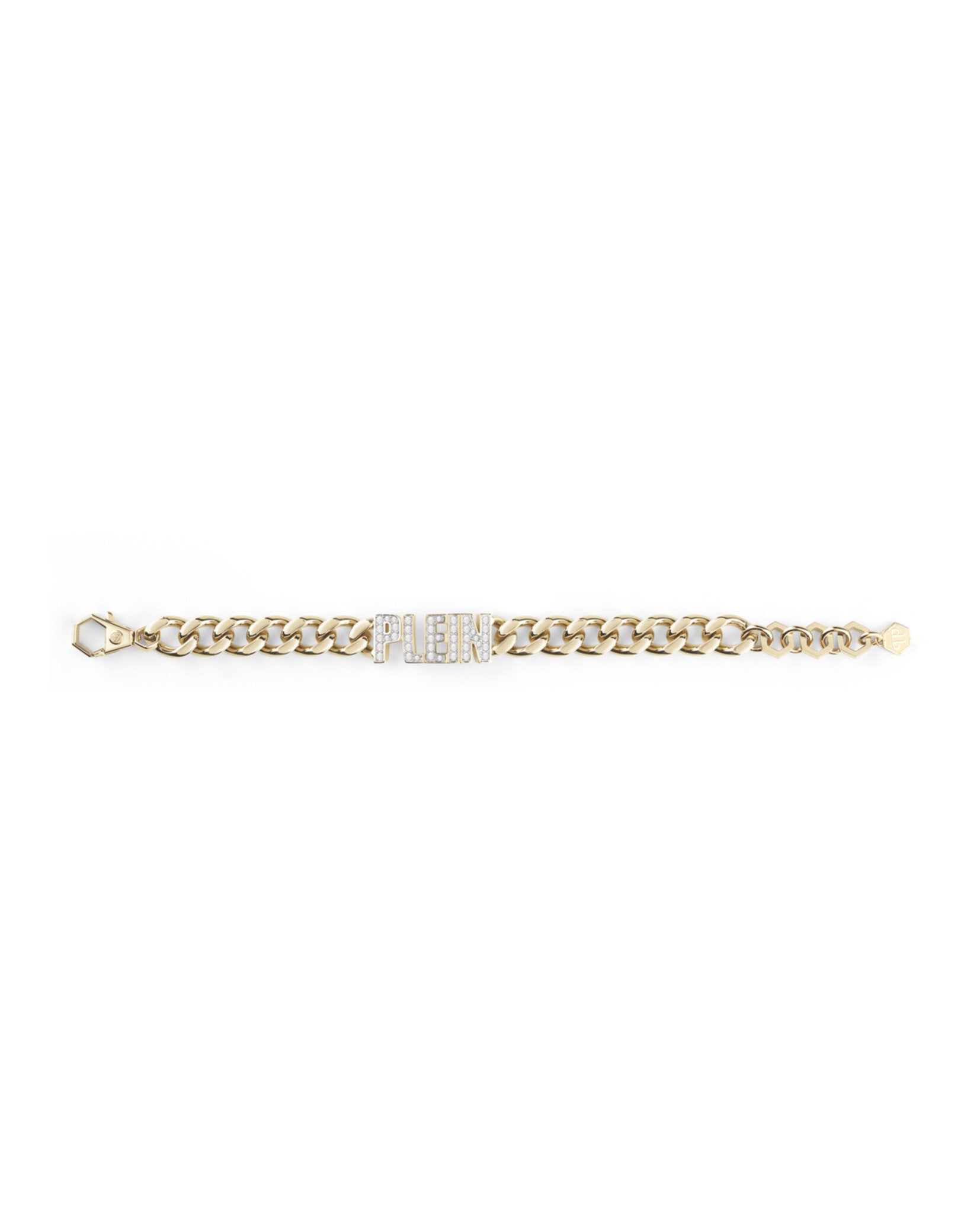 Lettering Crystal Cuban Links Bracelet