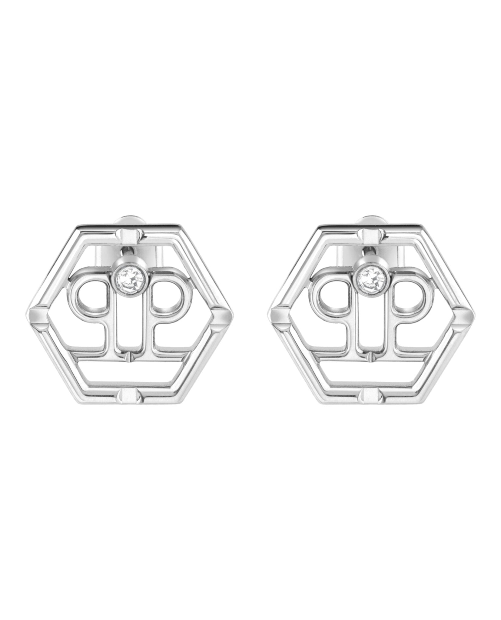 Hexagon Crystal Stud Earrings