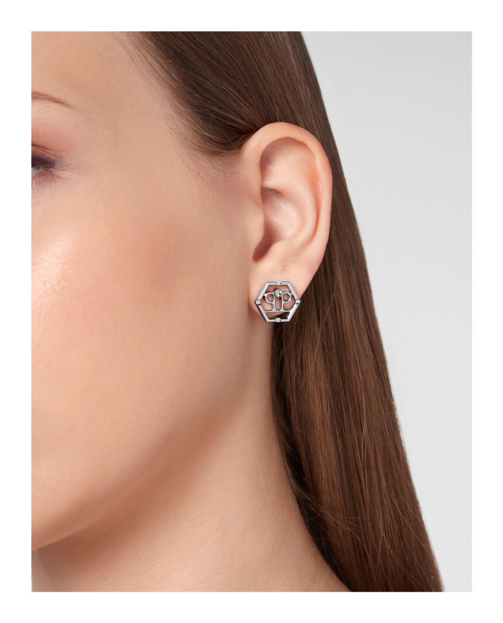 Hexagon Crystal Stud Earrings