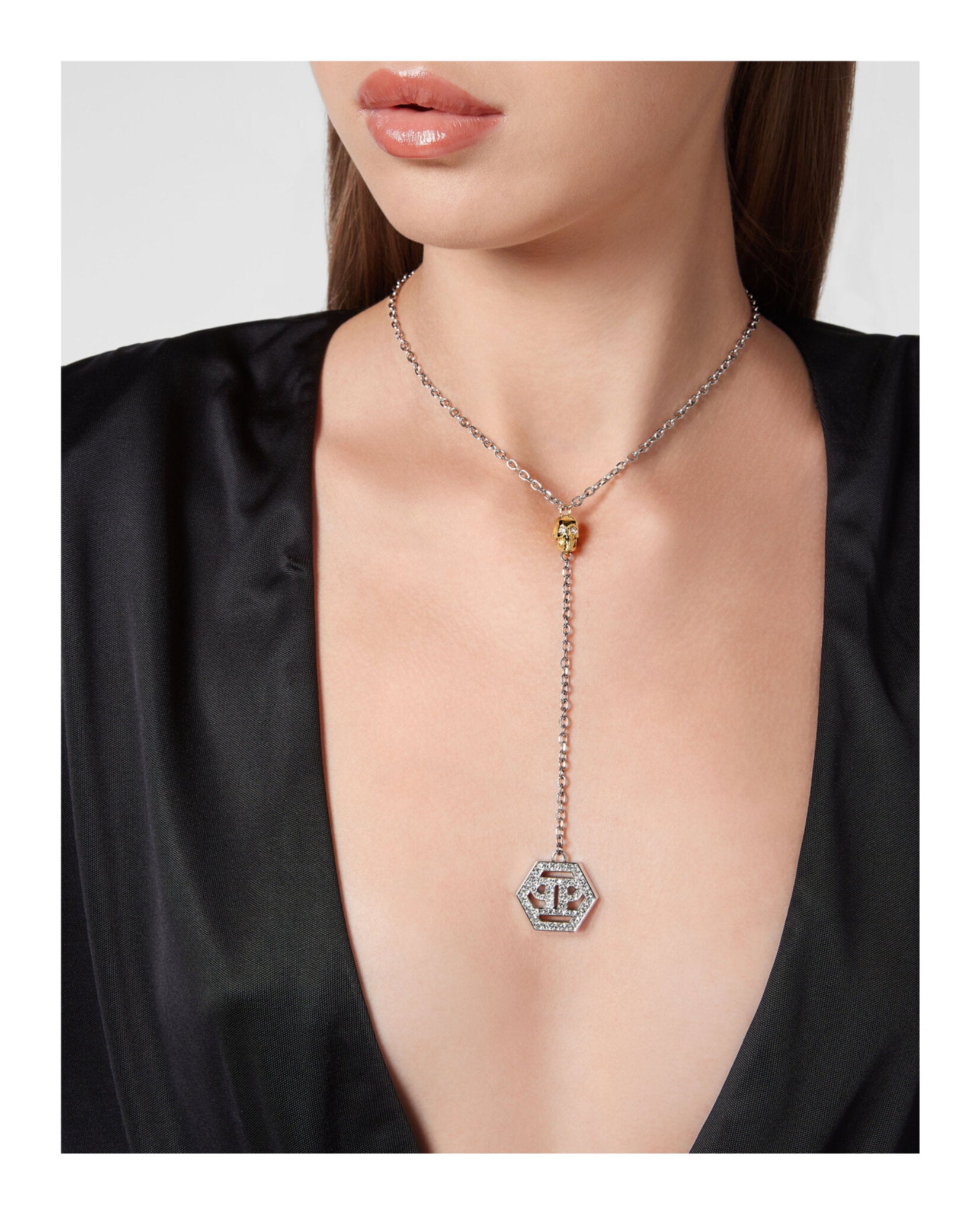 Hexagon Crystal Cable Chain Necklace