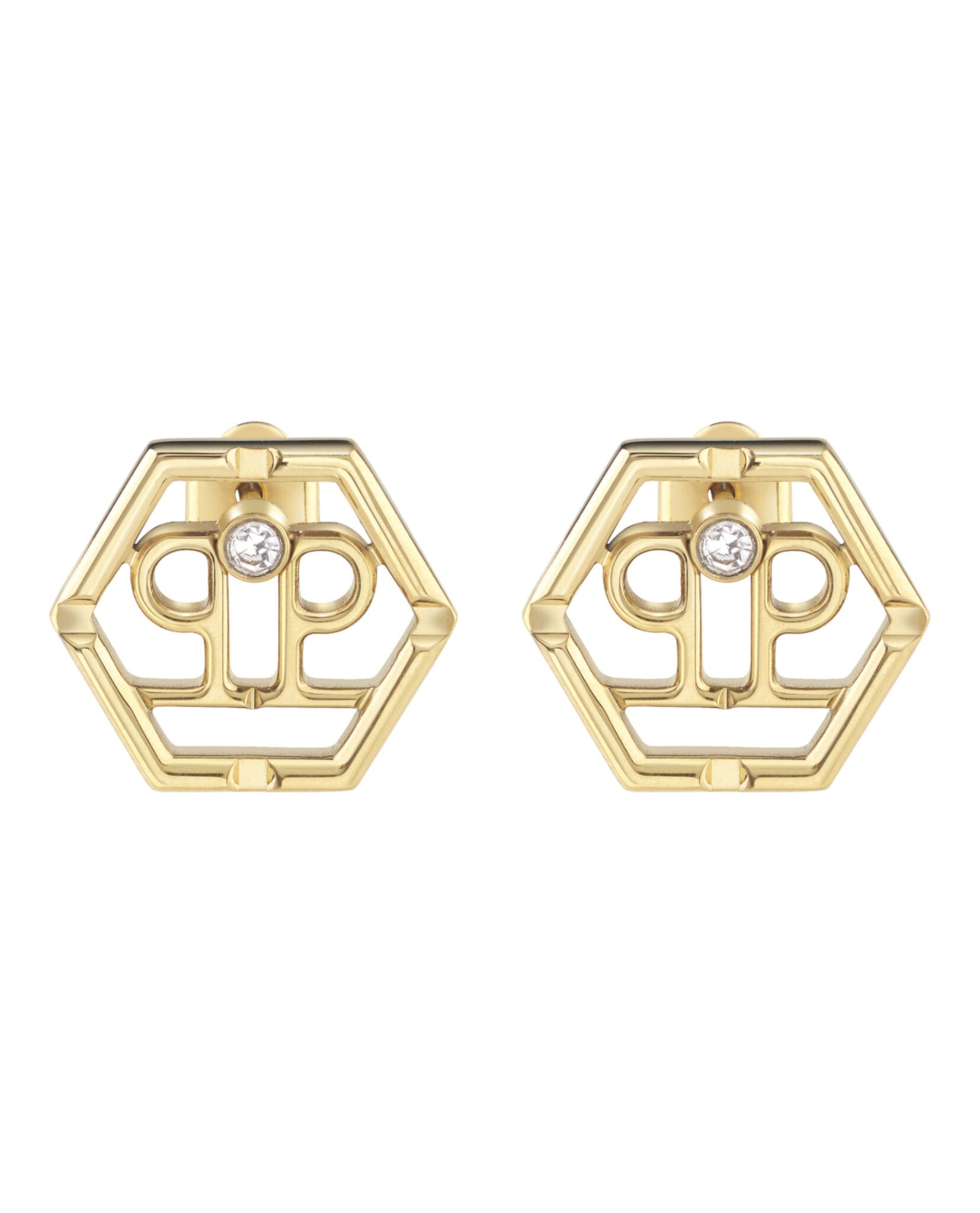 Hexagon Crystal Stud Earrings