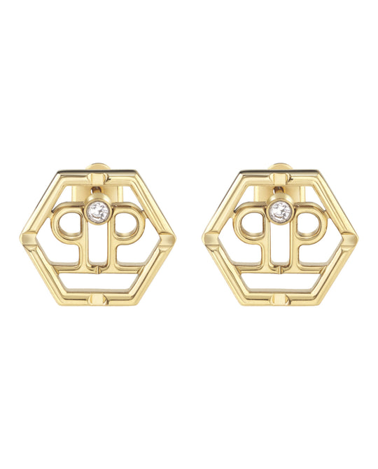 Hexagon Crystal Stud Earrings