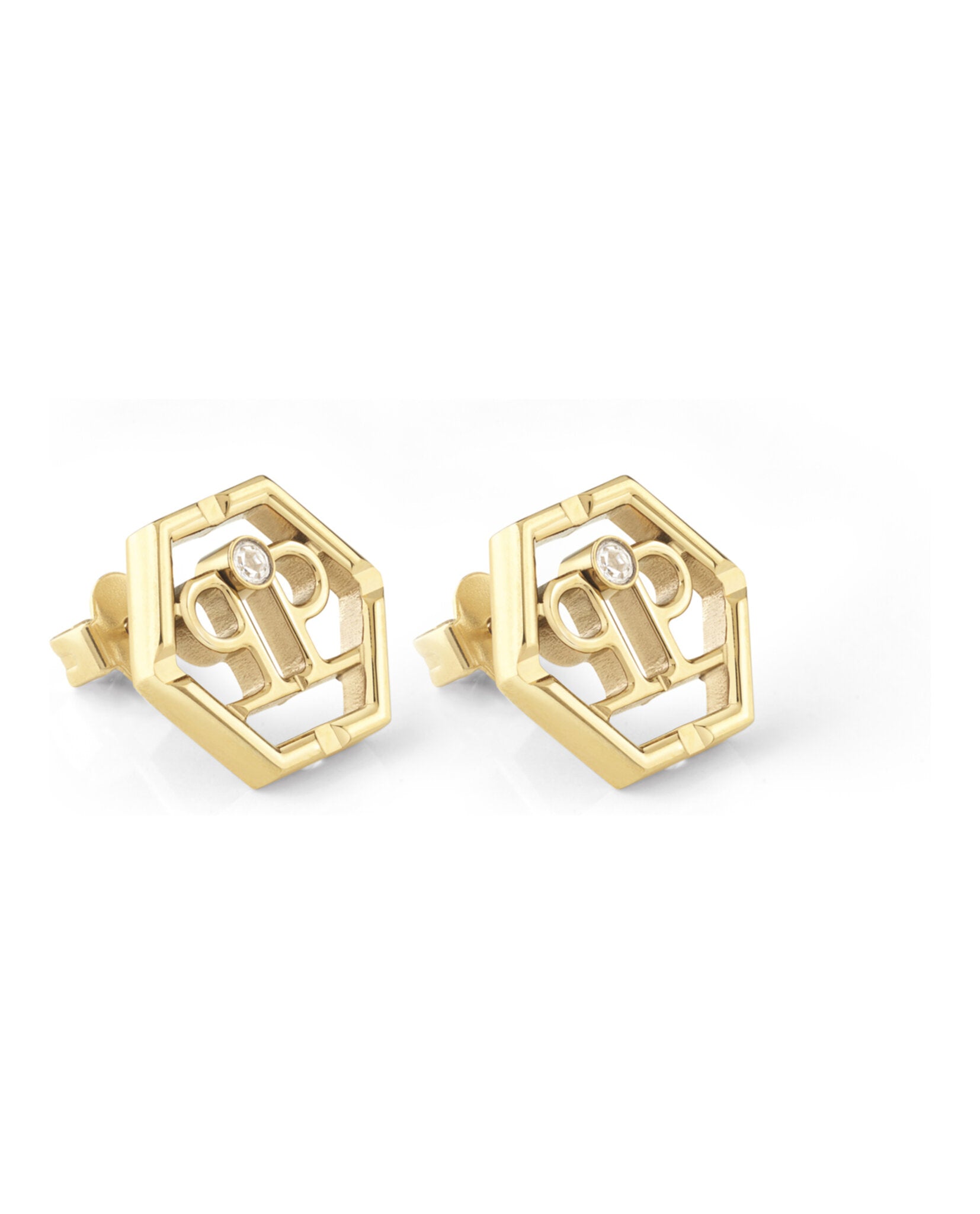 Hexagon Crystal Stud Earrings