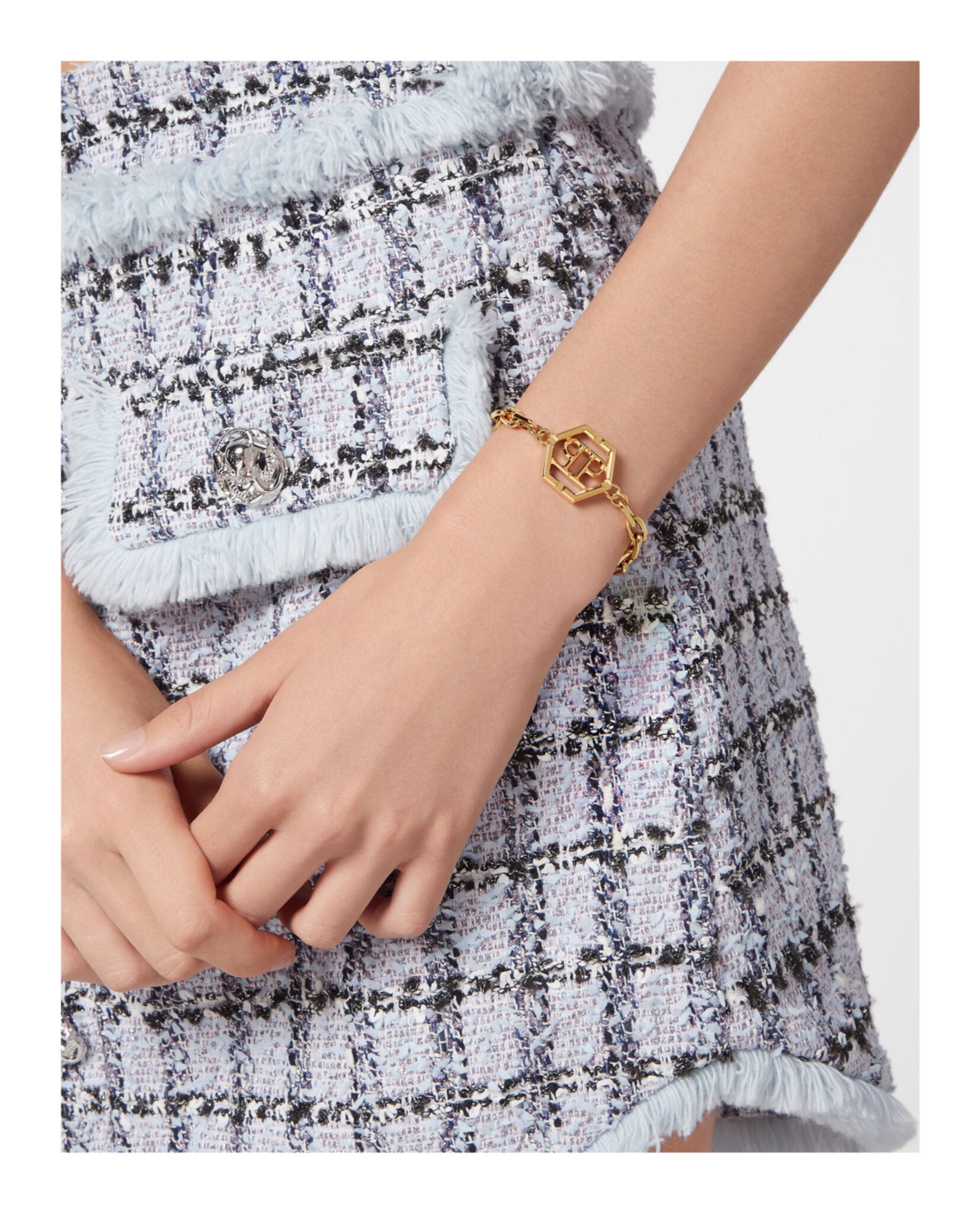 Hexagon Crystal Cable Chain Bracelet