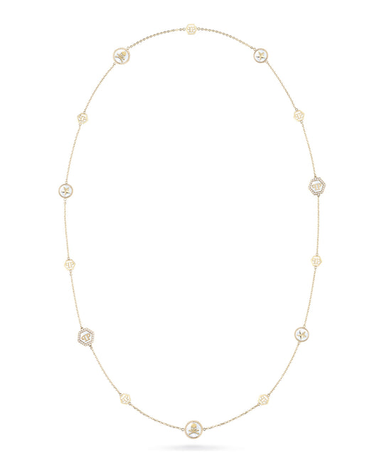 Plein Mini Logo Crystal Cable Chain Necklace