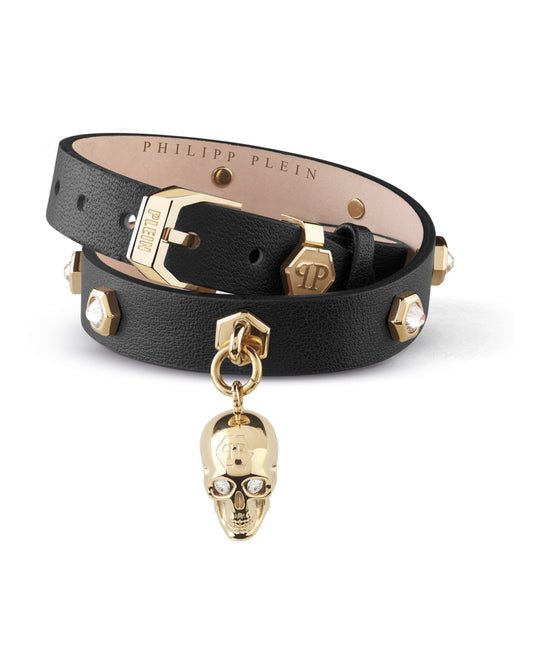 3D $kull Crystal Calf Leather Bracelet