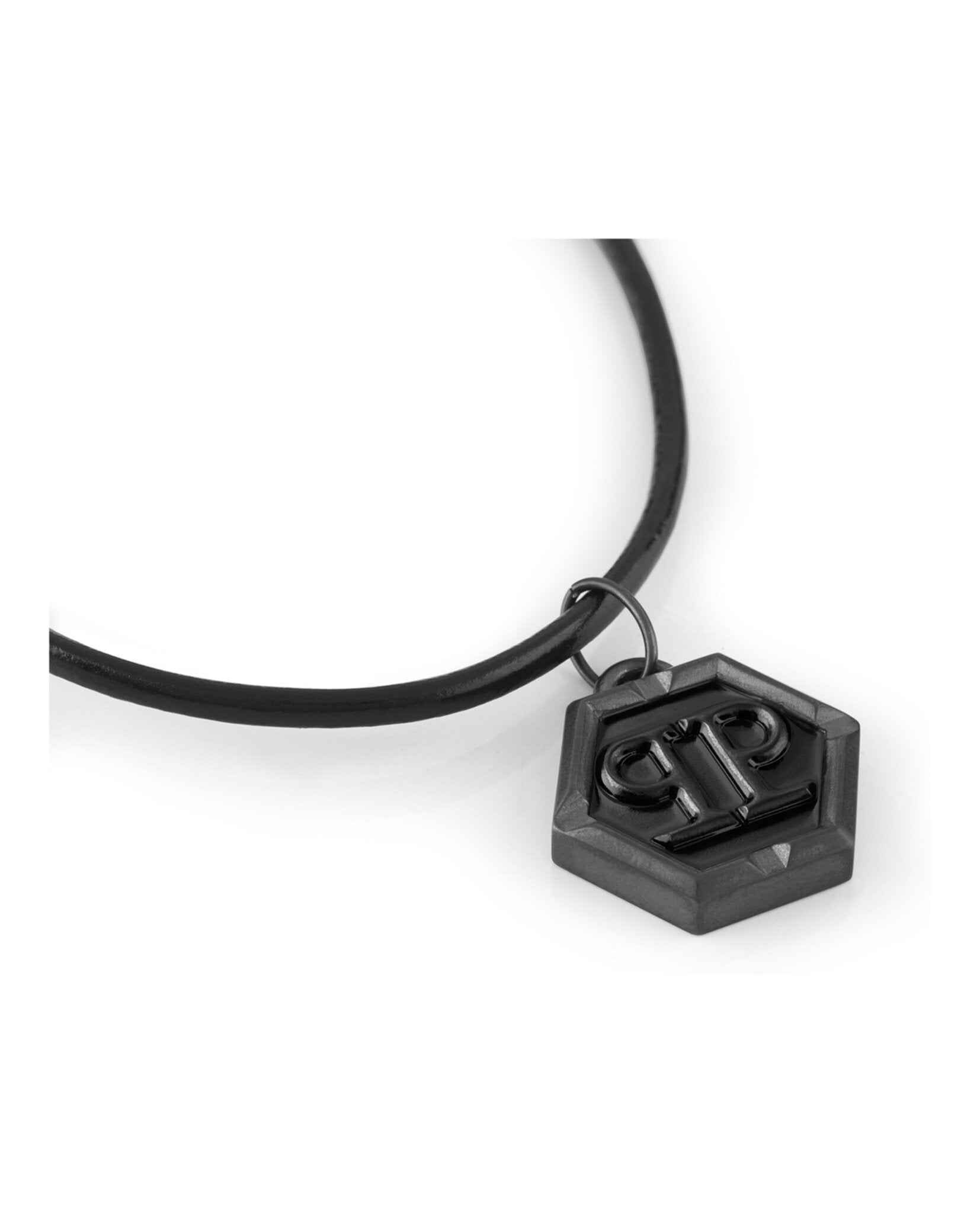 Hexagon Calf Leather Necklace