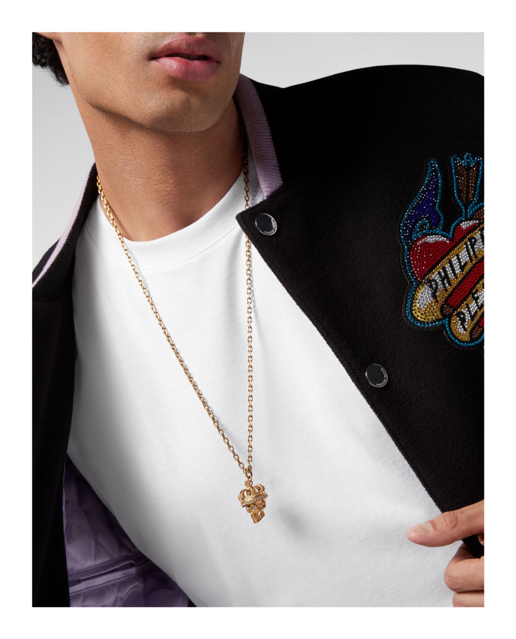 3D $kull Crystal Cable Chain Necklace